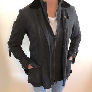 Greg Lauren Tent Dickens Mozart Distressed Jacket | Black | Military Utility